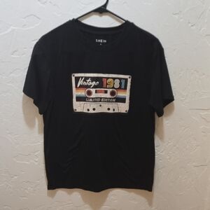 3/$10 SHEIN Black Retro Cassette Graphic Tee